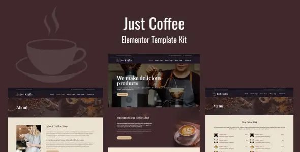 Justcoffee – Набор шаблонов Elementor для кафе и кофе