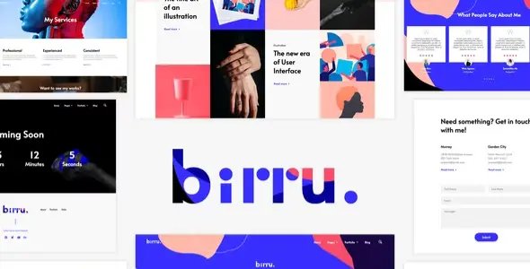 Birru — простой набор шаблонов Elementor для портфолио